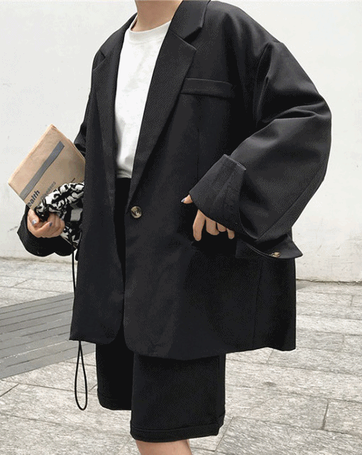 캣스트릿 무료배송 [SET 자켓+팬츠] 헬로박시핏 오부 수트세트 (그린,블랙) B.코디세트 캣스트릿 캣스트릿