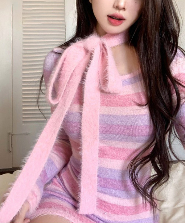 캣스트릿 무료배송 핑크매직 스웨터 숏원피스 (핑크) A.원피스