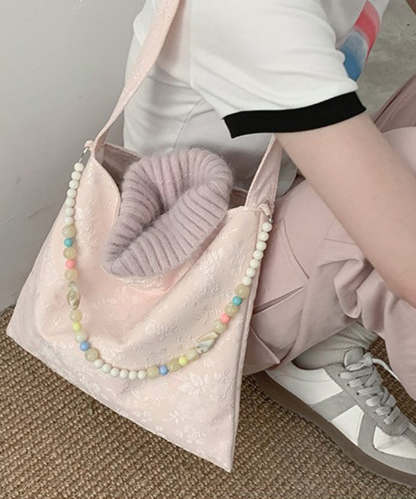 캣스트릿 무료배송 아기자기비즈 숄더백 (아이보리,핑크) E.가방 캣스트릿 캣스트릿