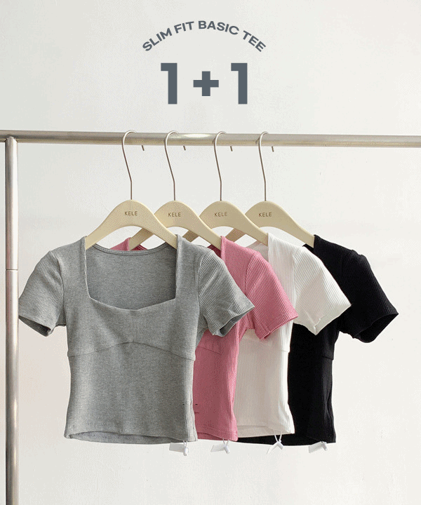 캣스트릿 [1+1] 골지 쫀쫀 크롭 티셔츠 4color #원플원 A.상의 캣스트릿 캣스트릿